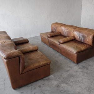 ON HOLD 1970's 6 Piece Modular Leather Sofa by De Sede image 4