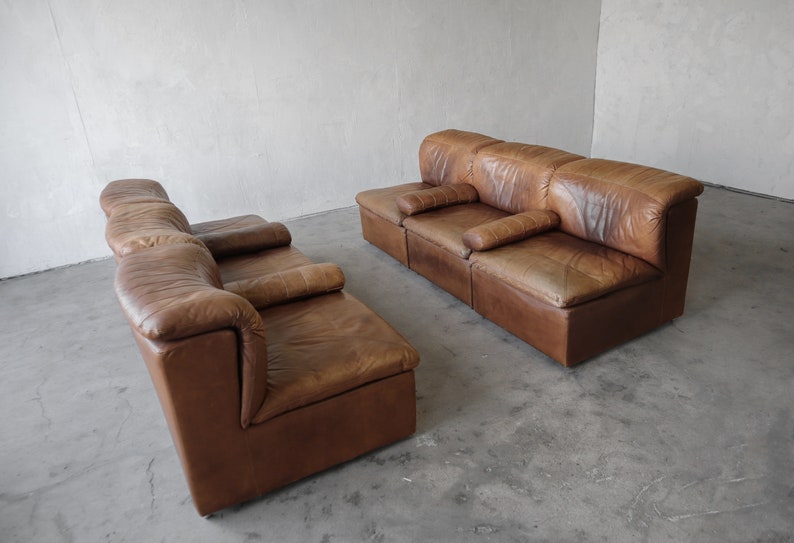 ON HOLD 1970's 6 Piece Modular Leather Sofa by De Sede image 4