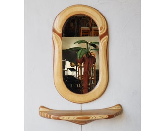 Organic Molded Plywood Mirror and Shelf Set