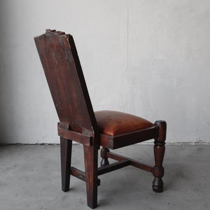 Primitive Hand Carved Wood and Leather Chairs image 8