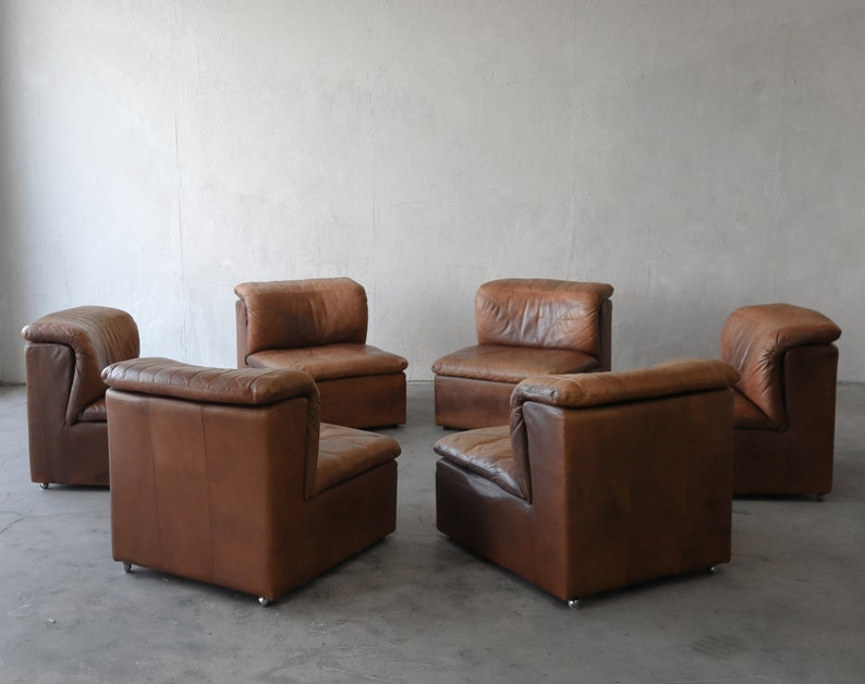 ON HOLD 1970's 6 Piece Modular Leather Sofa by De Sede image 3