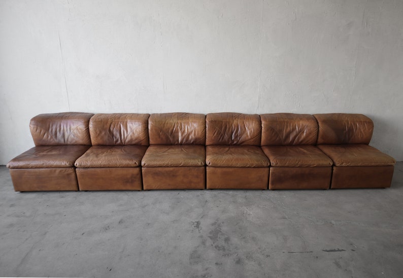 ON HOLD 1970's 6 Piece Modular Leather Sofa by De Sede image 5