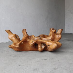 Organic Free Form Polished Burl Root Coffee Table Base image 4