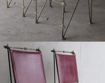 Ilana Goor Handwrought Metal and Leather Dining Chairs