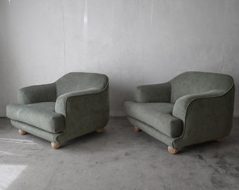 Oversized Pair of Postmodern Lounge Chairs