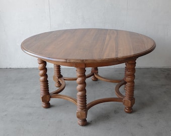 5ft Round European Walnut Barley Twist Dining Table