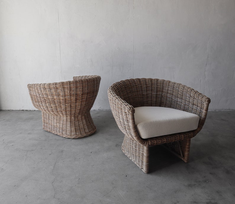 Pair of Wicker Tub Lounge Chairs Etsy
