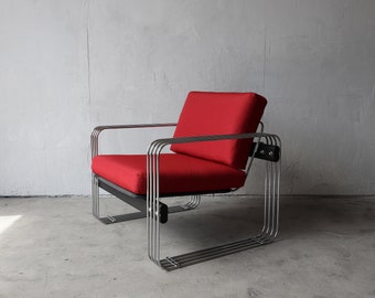 Mid Century Chrome Rod Lounge Chair by Heinz Meier for Landes Stendig