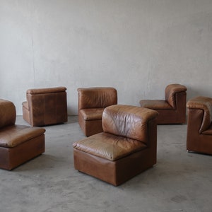 ON HOLD 1970's 6 Piece Modular Leather Sofa by De Sede image 2