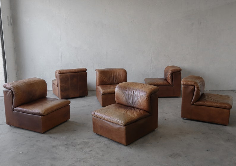 ON HOLD 1970's 6 Piece Modular Leather Sofa by De Sede image 2