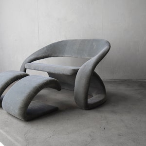 Post Modern Cantilevered Loveseat and Ottomans by Jaymar