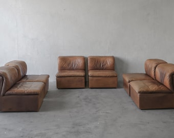 ON HOLD 1970's 6 Piece Modular Leather Sofa by De Sede