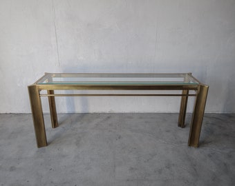 1970's Mastercraft Brass Trilobi Console Table