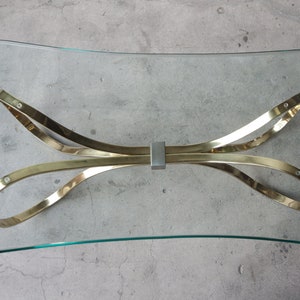 1980's Regency Brass and Glass Bow Tie Coffee Table image 4