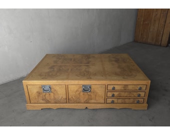 Large Scale Vintage Burl Double Sided Coffee Table