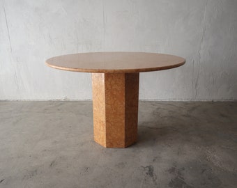 Round Post Modern Italian Marble Pedestal Dining Table