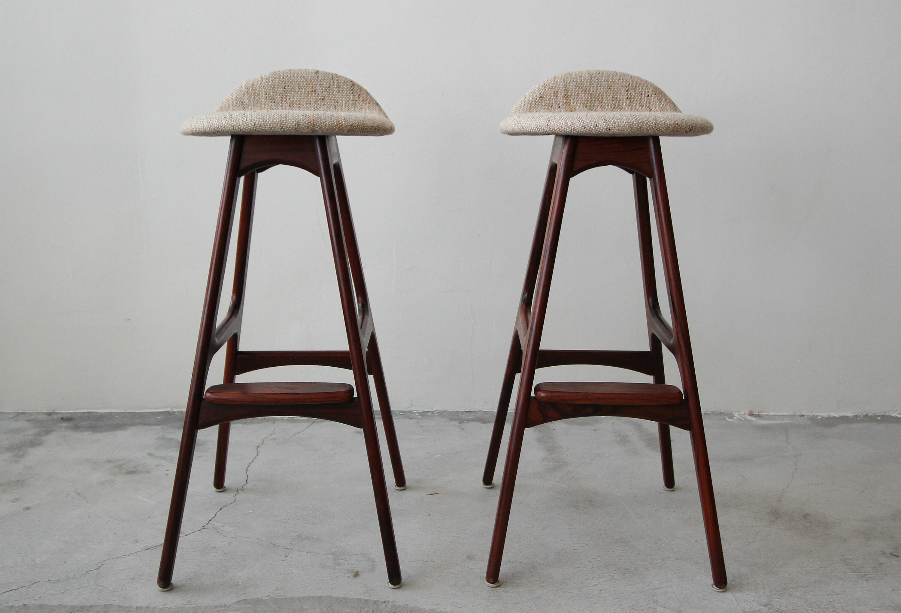Pair Of Danish Mid Century Rosewood Bar Stools By Erik Buch 50