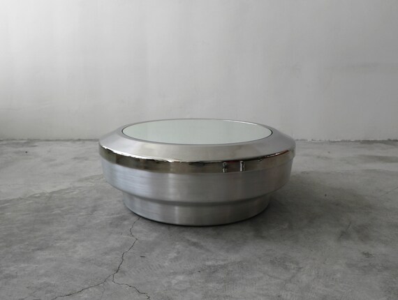 Round Aluminum Chrome And Mirror Drum Canister Coffee Table By - Silver Drum Coffee Table Nz Round Aluminum Chrome And Mirror Drum Canister Coffee Table By - Silver Drum Coffee Table Nz