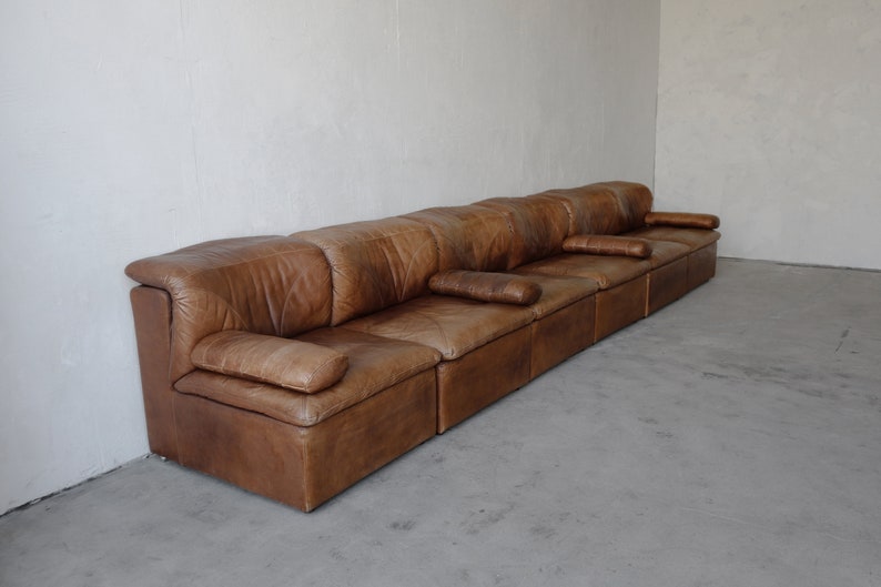 ON HOLD 1970's 6 Piece Modular Leather Sofa by De Sede image 6