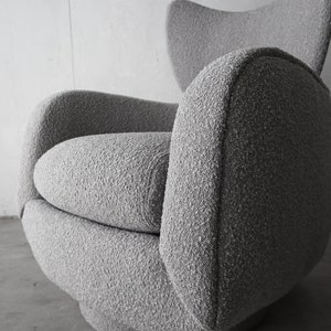 Vladimir Kagan Wingback Swivel Chair and Ottoman in Boucle image 5