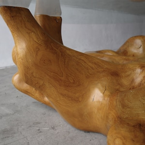 Organic Free Form Polished Burl Root Coffee Table Base image 6