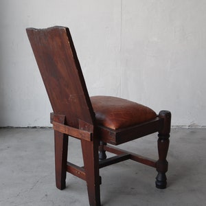 Primitive Hand Carved Wood and Leather Chairs image 10