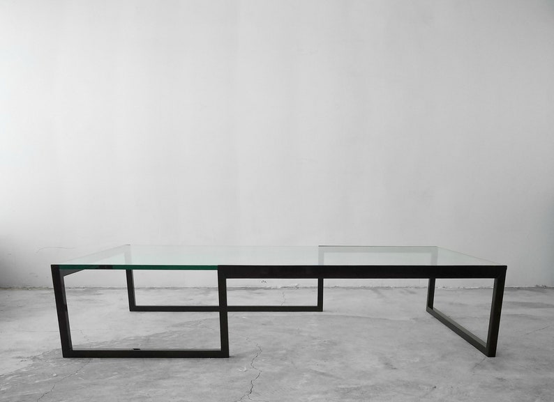 Monumental Minimalist Modern Glass Coffee Table