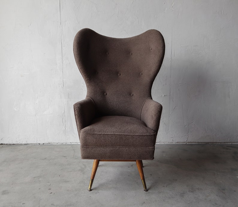 Mid Century Sculptural High Back Swivel Chair image 3