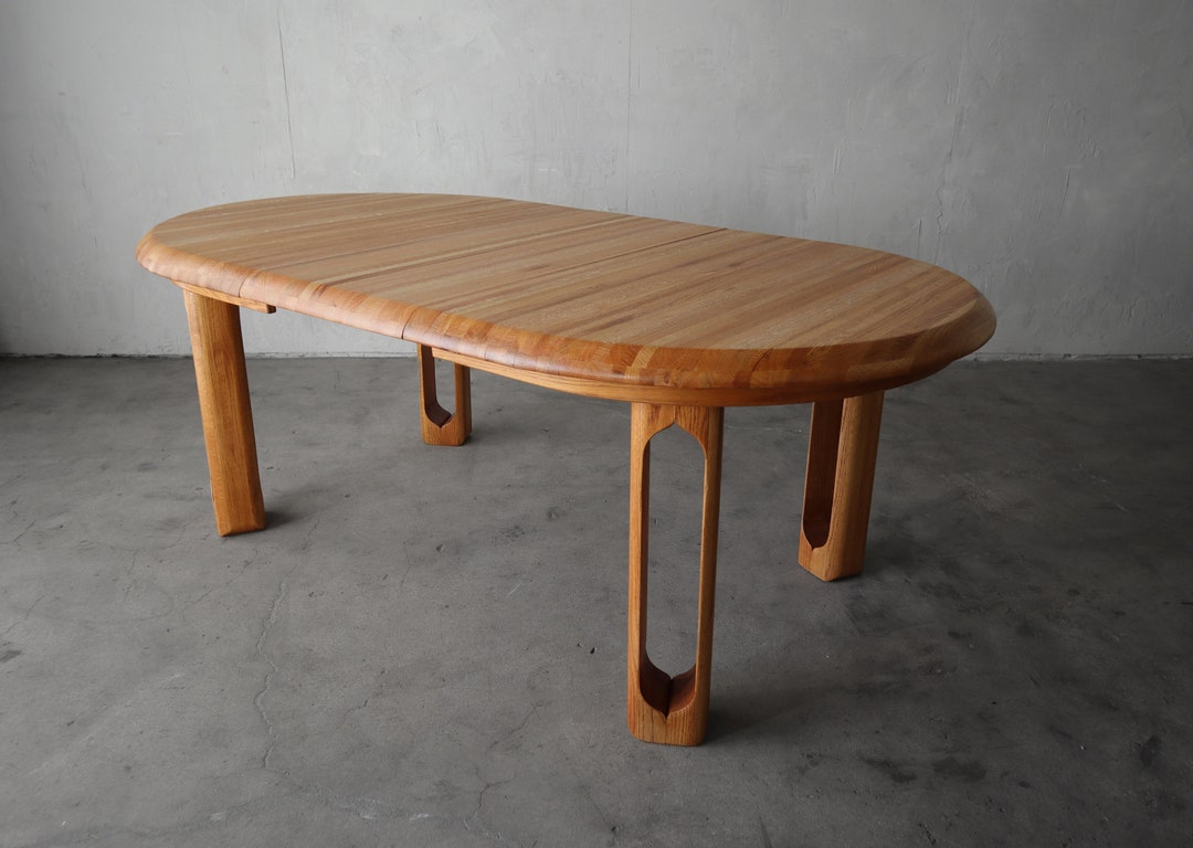 1980's Solid Oak Oval Craftsman Extension Dining Table - Etsy