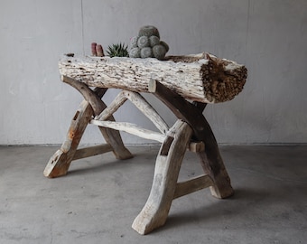 Rustic Driftwood Trough Planter