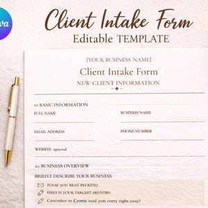 Modello di modulo di acquisizione clienti / Canva / Piccola impresa / Attività di servizi / Modulo per nuovi clienti / Modificabile