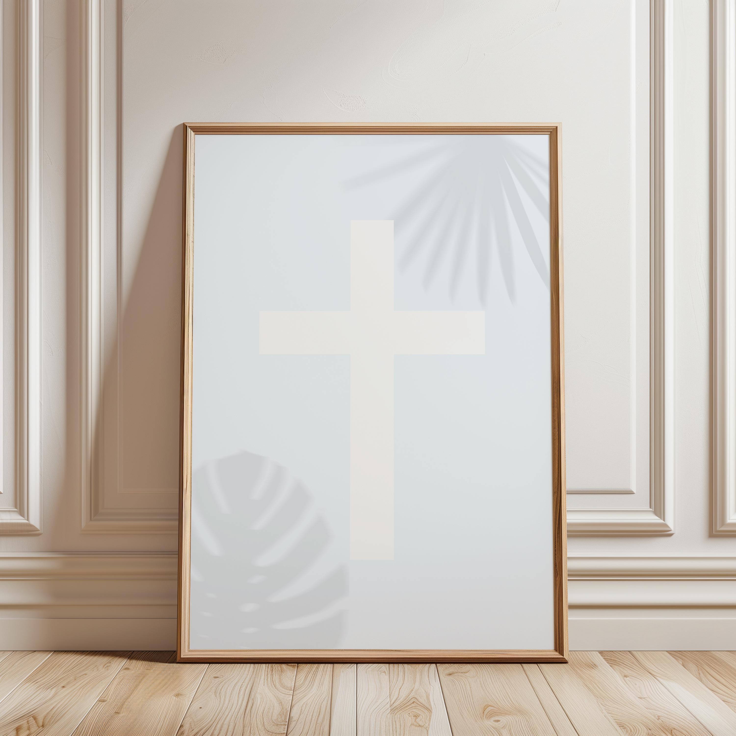 Minimalist Cross Wall Art Print, Christian Decor, Neutral Faith Artwork ...