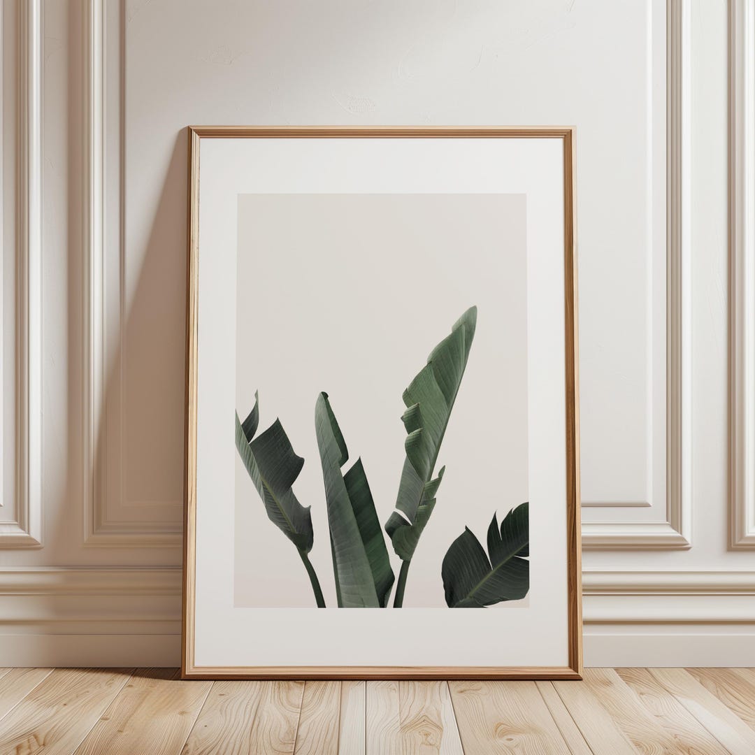 Minimalist Botanical Wall Art Print, Tropical Leaf Photography, Neutral ...
