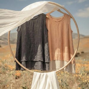 Hand-Loomed Layered Hemp Sleeveless Top. Natural Fabric, Eco-Friendly, Artisan-Made in Nepal