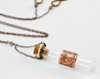 Keepsake Bottle Necklace- Skull and Crossbones
