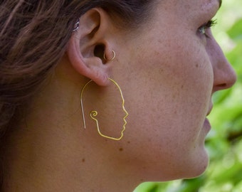 Small Gold Face Earrings