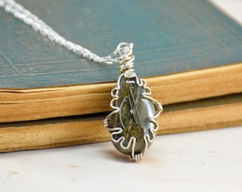 Steampunk Beach Stone Necklace