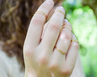 14kt Gold Fill Stacking Rings- Slender Textured Band