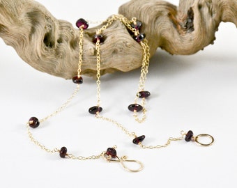 Garnet and 14kt Gold Fill Necklace