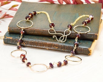 Garnet and 14kt Gold Fill Necklace