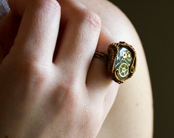 Steampunk Beachstone Ring