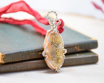 Steampunk Beach Stone Necklace