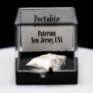 UV Reactive Pectolite Thumbnail Specimen Perky Box, Paterson, New Jersey, GeoTheGeode ROCK ADOPTION