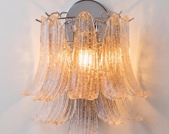 Murano Glass Petal Sconce, Elegant French Vintage Wall Lamp, Artistic Lighting Decor