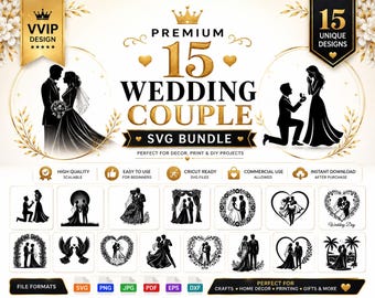 Wedding Couple SVG Bundle, Bride Groom png dxf eps Cricut Wedding Shirt Design