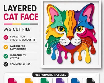 Modern Colorful Cat Art Print, Vibrant Abstract Pet Illustration, Printable Wall Decor, Digital Download