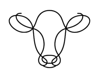 Cow Outline Single Line SVG, Minimalist Farm Animal, Rustic Decor Cricut File, Digital Download