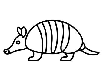 Armadillo Monoline SVG, Simple One Line Wildlife Illustration, Digital Download