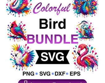 Colorful Bird Bundle SVG PNG for Shirts, Mugs & Stickers