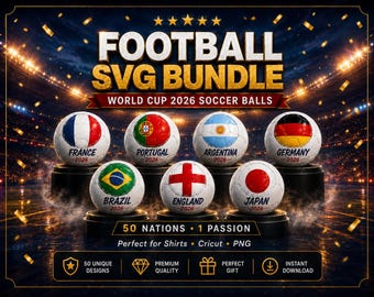 Football SVG Bundle World Cup 2026 Soccer Ball Shirt Cricut PNG